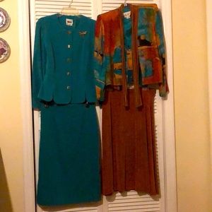 Leslie Fay/Other - Rich Copper/Sea Green Ensemble